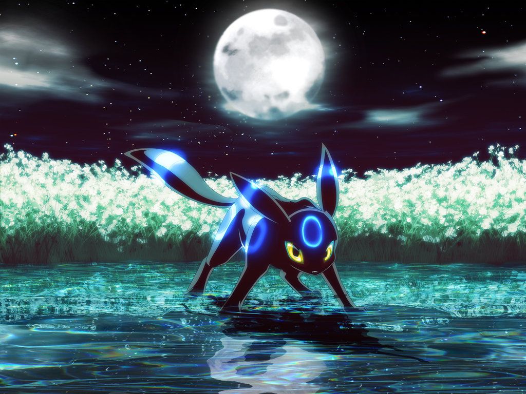 Umbreon shiny sotto luna piena, 1024x768 HD, PC