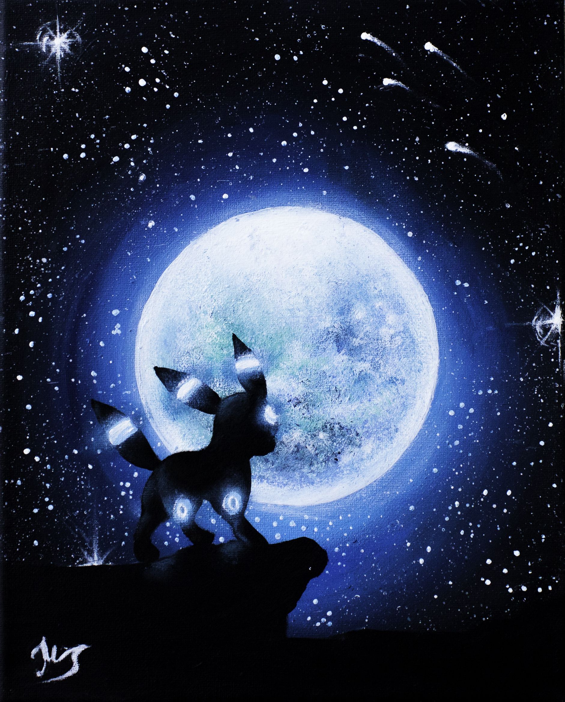 Umbreon silhouette luna piena, 1882x2337 Verticale, Mobile
