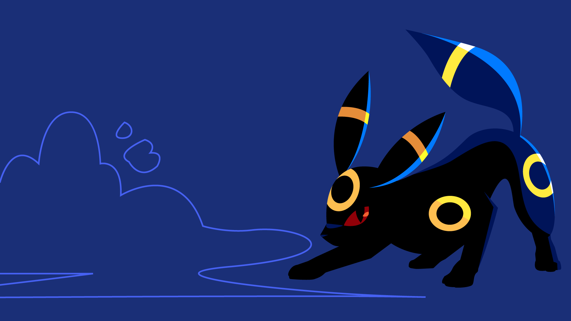 Umbreon Pokemon sfondo blu, Nintendo, 1920x1080 Full HD, Desktop