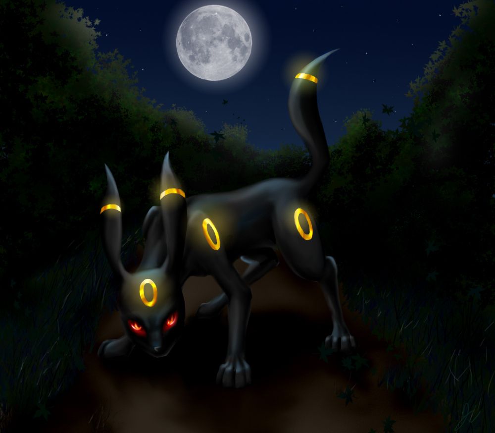 Umbreon sotto la luna piena, 1000x874 HD, Desktop