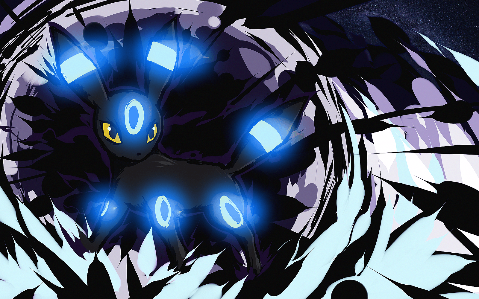 Umbreon Pokemon anelli blu luminosi, 1600x1000 HD Ready, Desktop