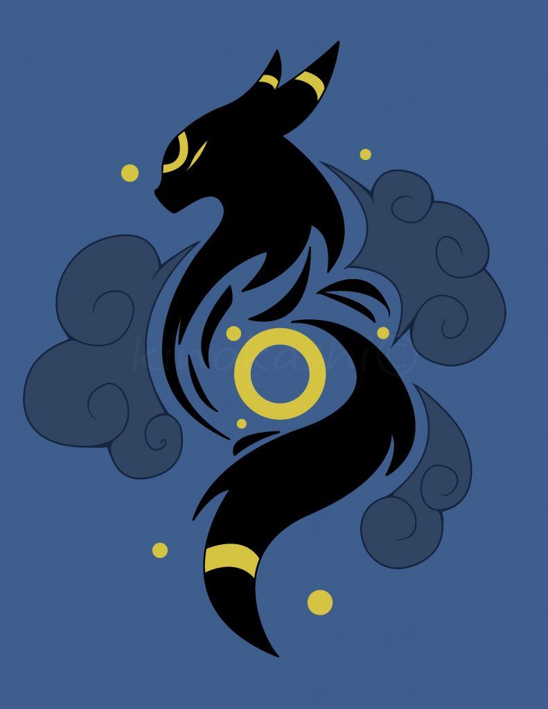 Umbreon stilizzato sfondo blu, 791x1024 Verticale, Telefono