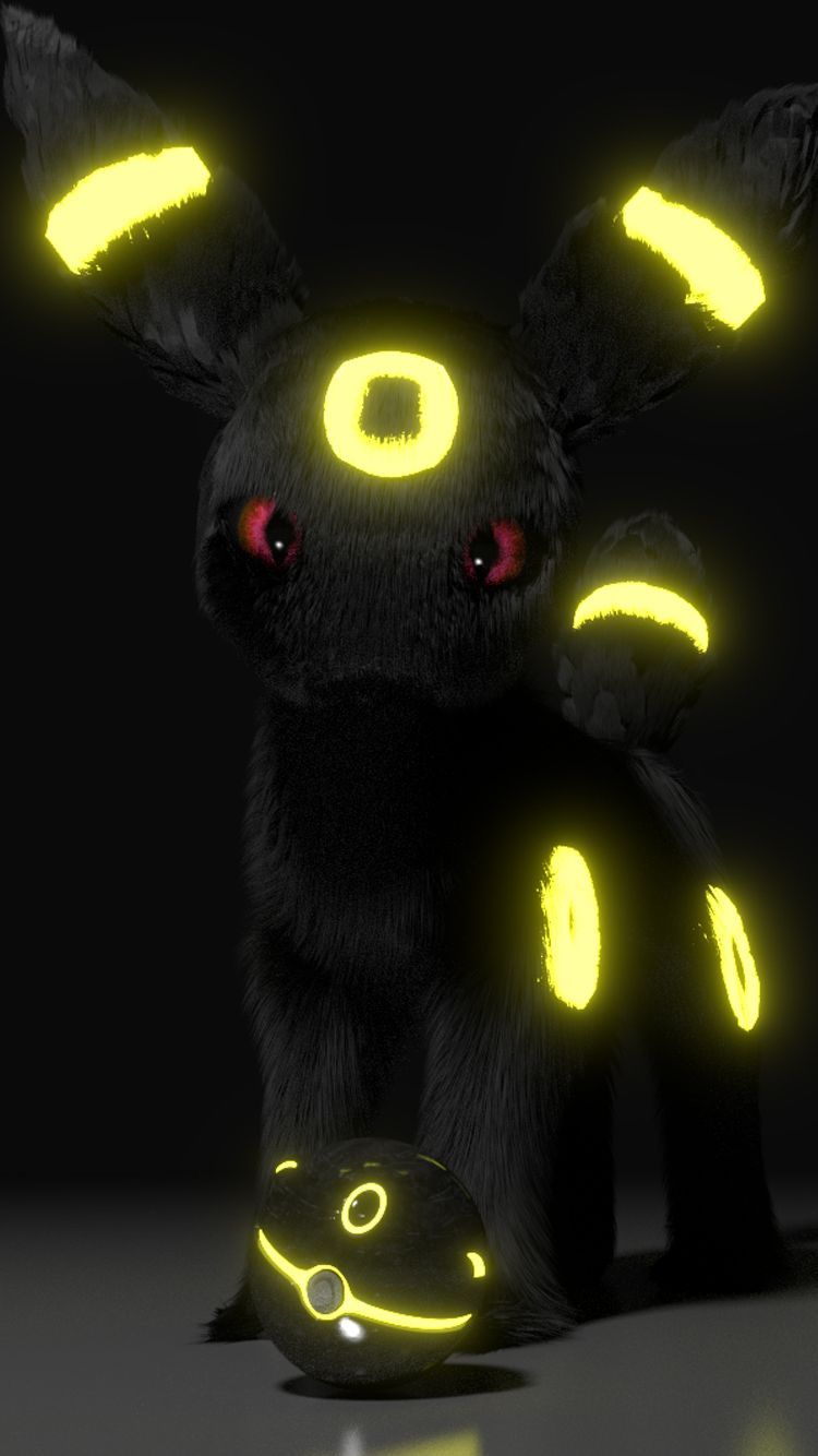 Umbreon Pokemon nero luci gialle, Nintendo, 750x1334 Verticale, Telefono