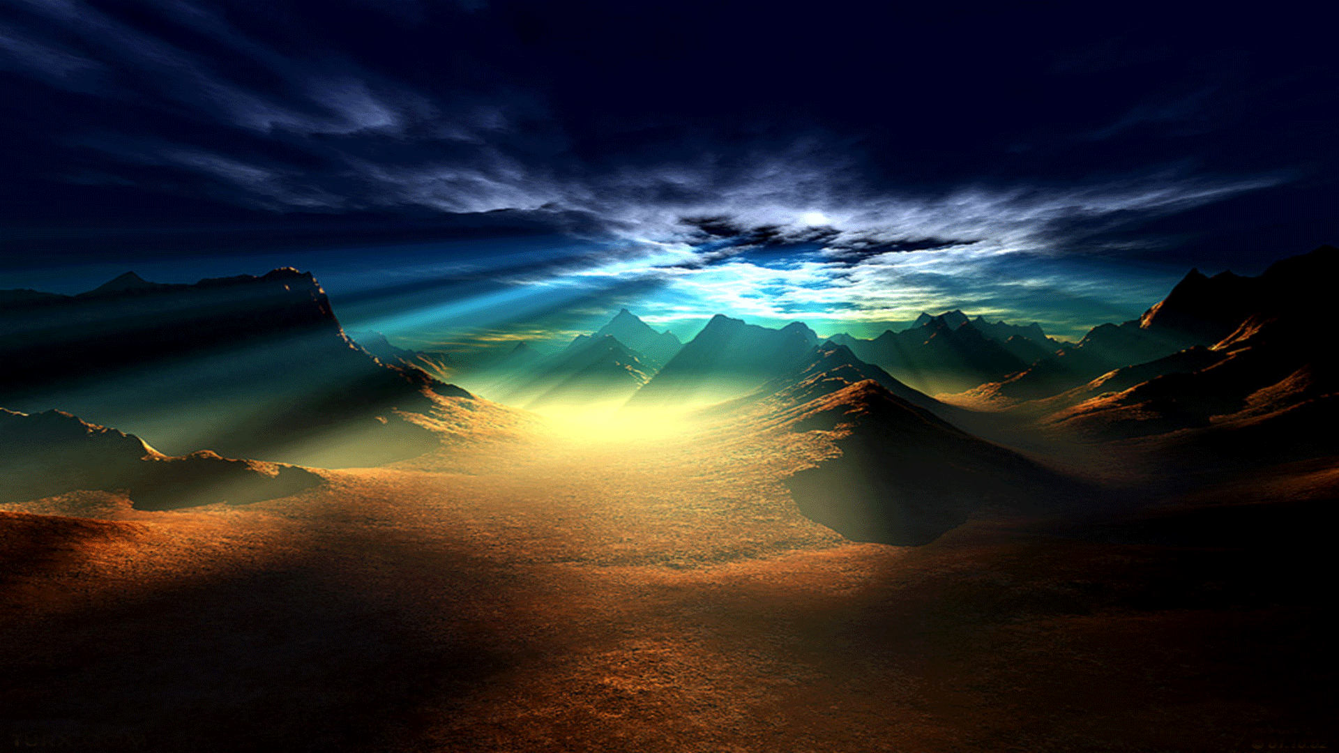 Paesaggio fantasy montagne luce, 1920x1080 1080p, Desktop