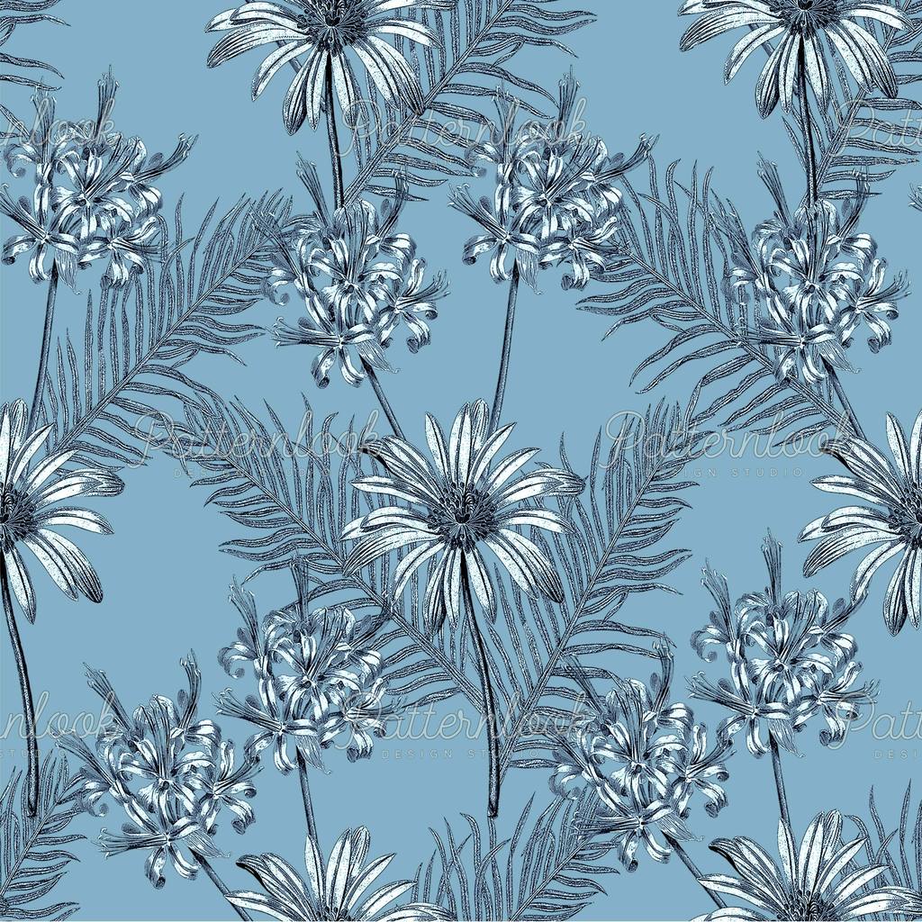 Margherite e felci su blu, 1024x1024 HD, Laptop