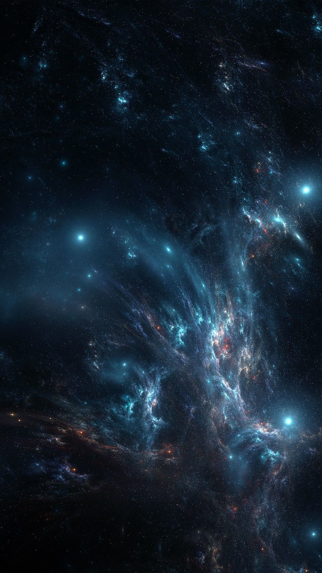 Nebulosa spaziale blu scura, 1080x1920 Verticale, Mobile
