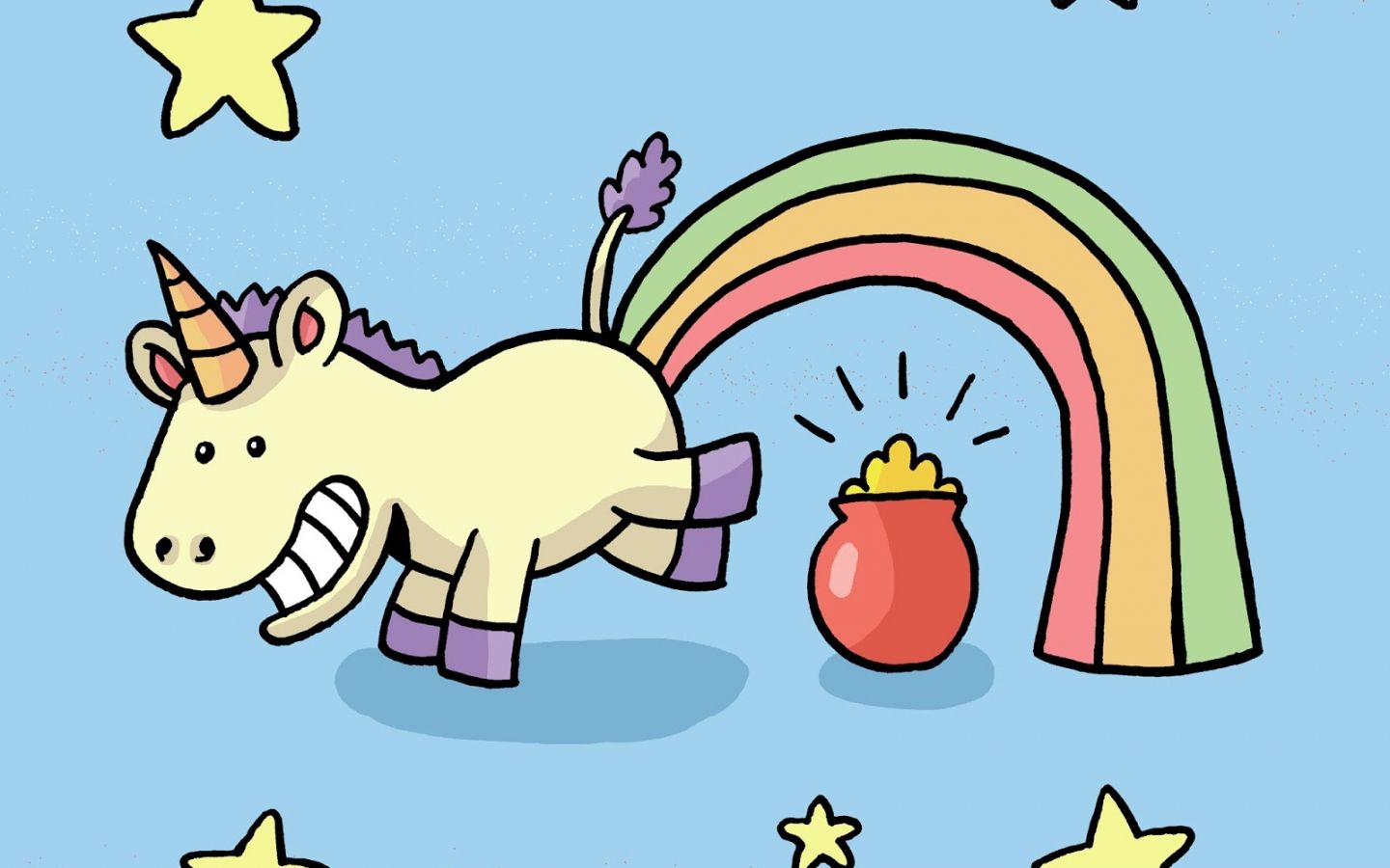 Unicorno cartone con arcobaleno, 1440x900 720p, Laptop