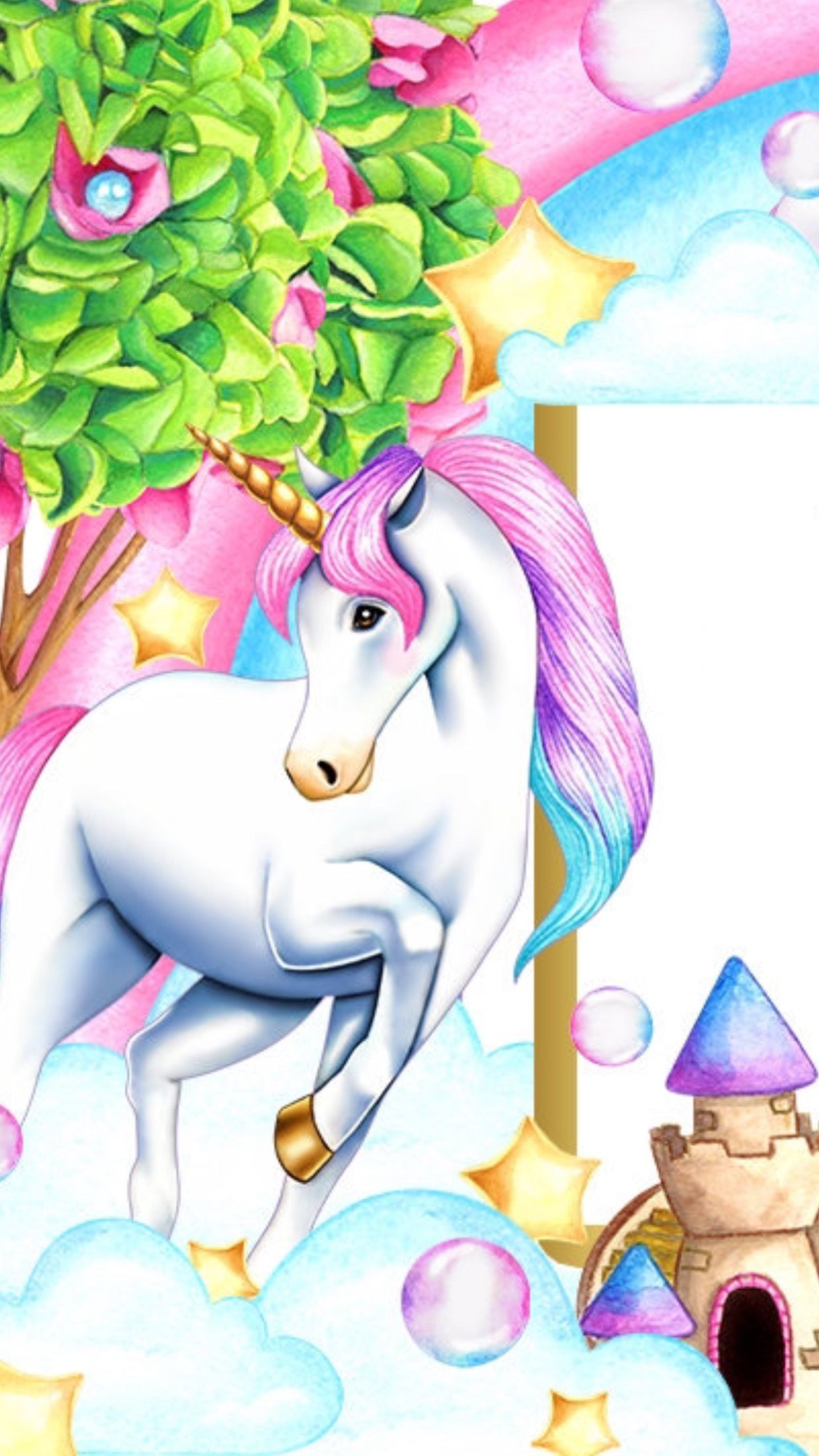 Unicorno carino con castello, 1242x2208 Full HD Verticale, Google Pixel