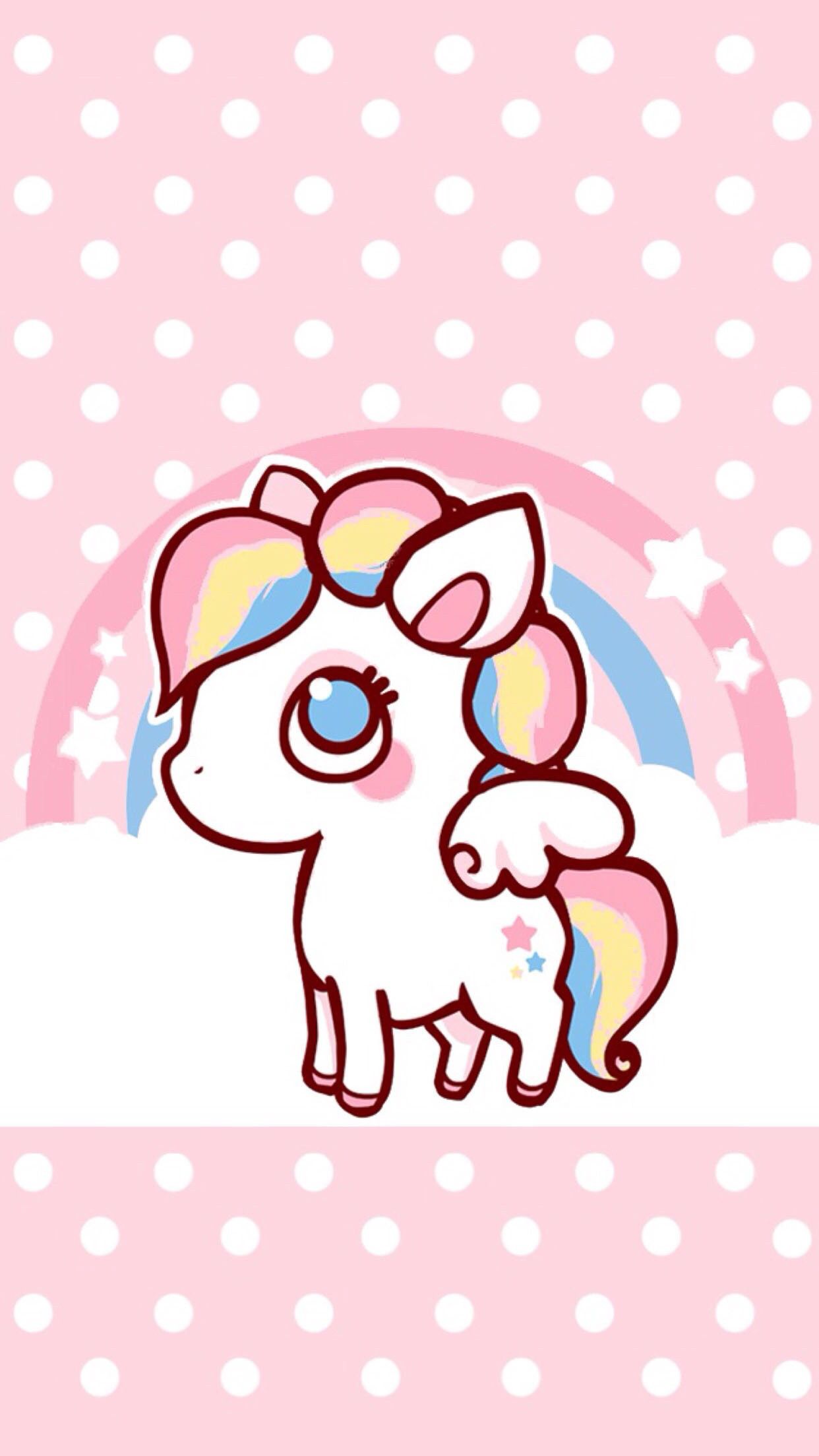 Unicorno rosa carino kawaii, 1242x2208 Verticale, Telefono