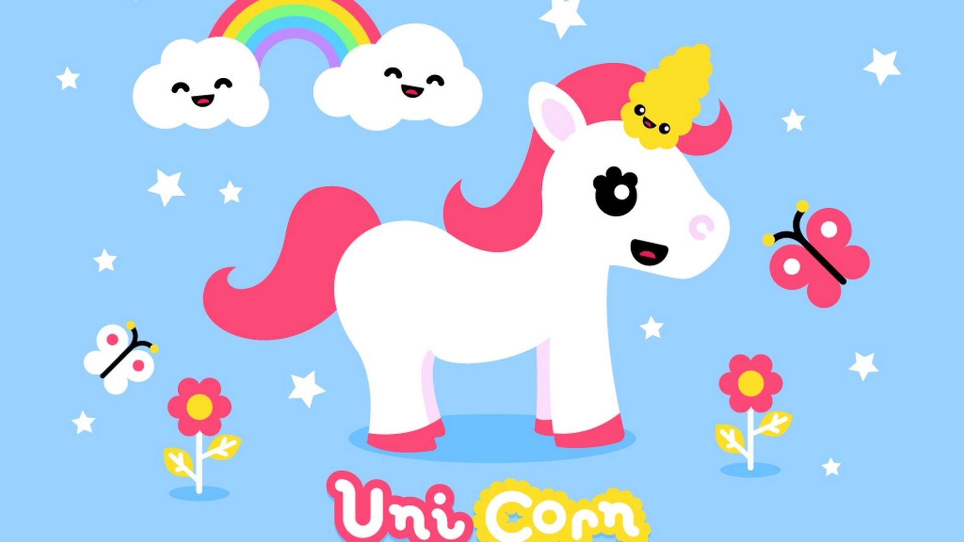 Unicorno carino con arcobaleno, 1920x1080 1080p, PC