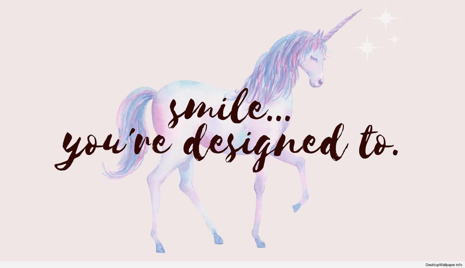 Unicorno pastello con scritta smile, 1920x1108 1080p, PC Desktop
