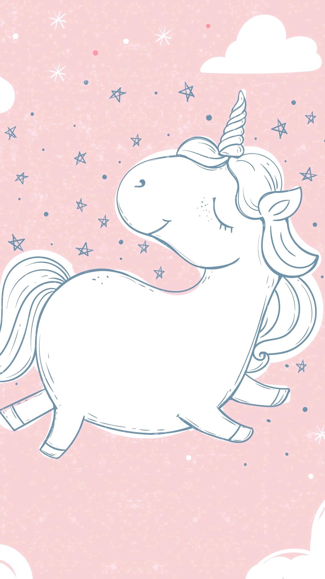 Unicorno bianco cartone rosa, 1080x1920 Full HD Verticale, Smartphone