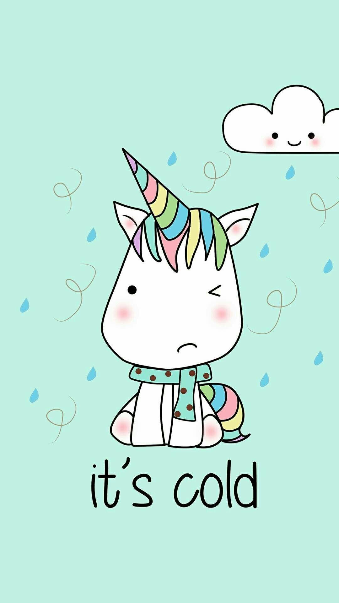 Unicorno carino con sciarpa verde, 1080x1920 Verticale, Mobile