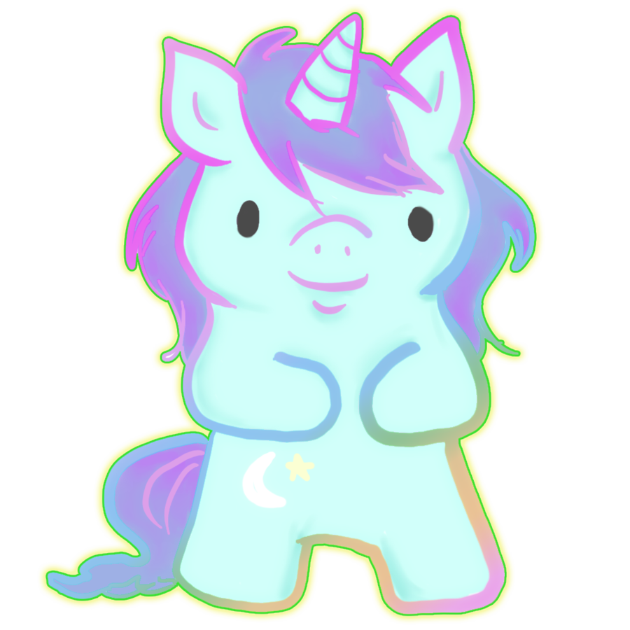 Unicorno azzurro cartone carino, 900x900 HD, Desktop