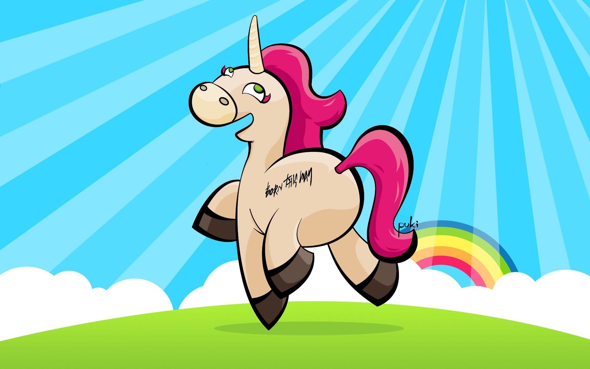 Unicorno rosa cartone animato, 1920x1200 WUXGA, Desktop