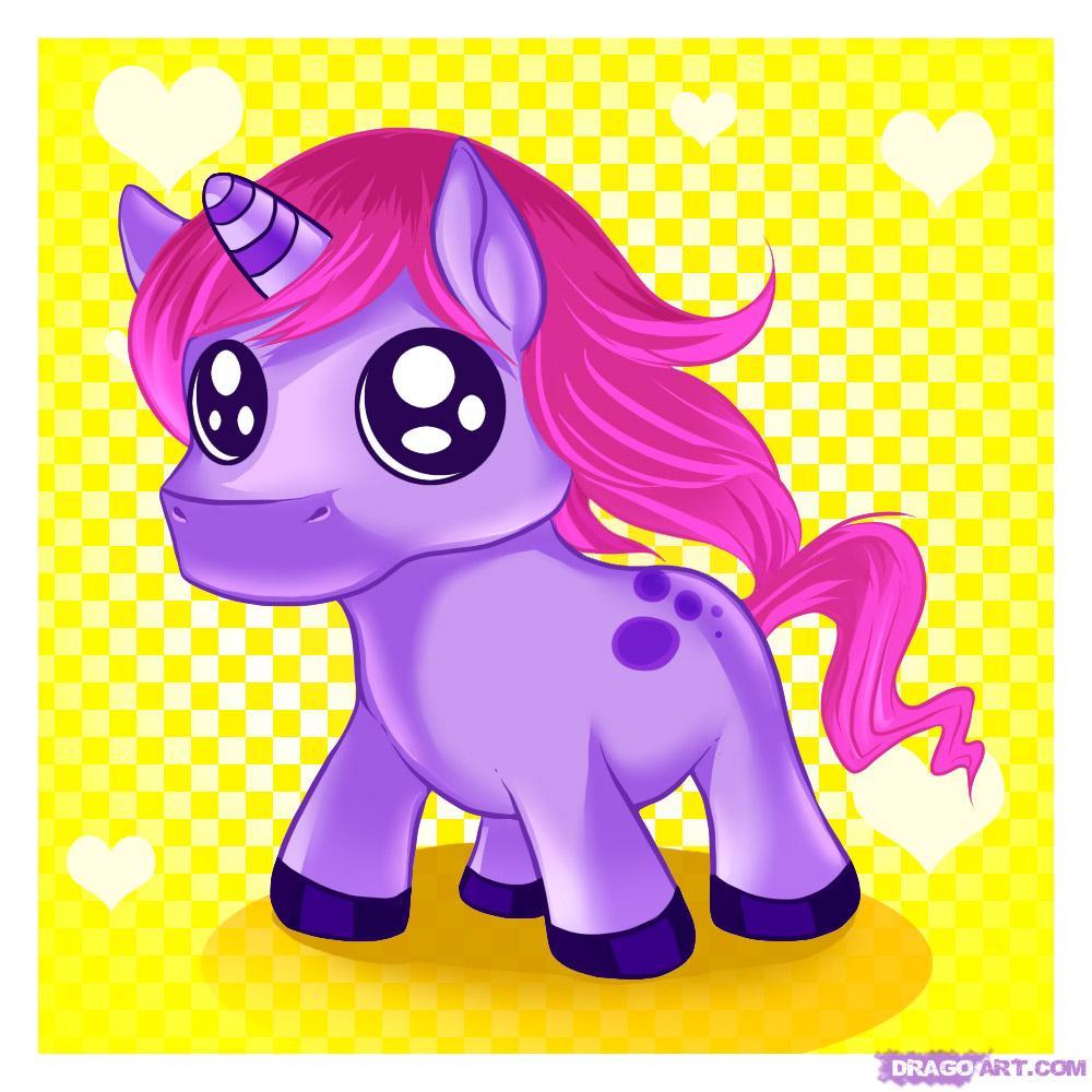 Unicorno viola cartone carino, 1000x1000 HD, Desktop