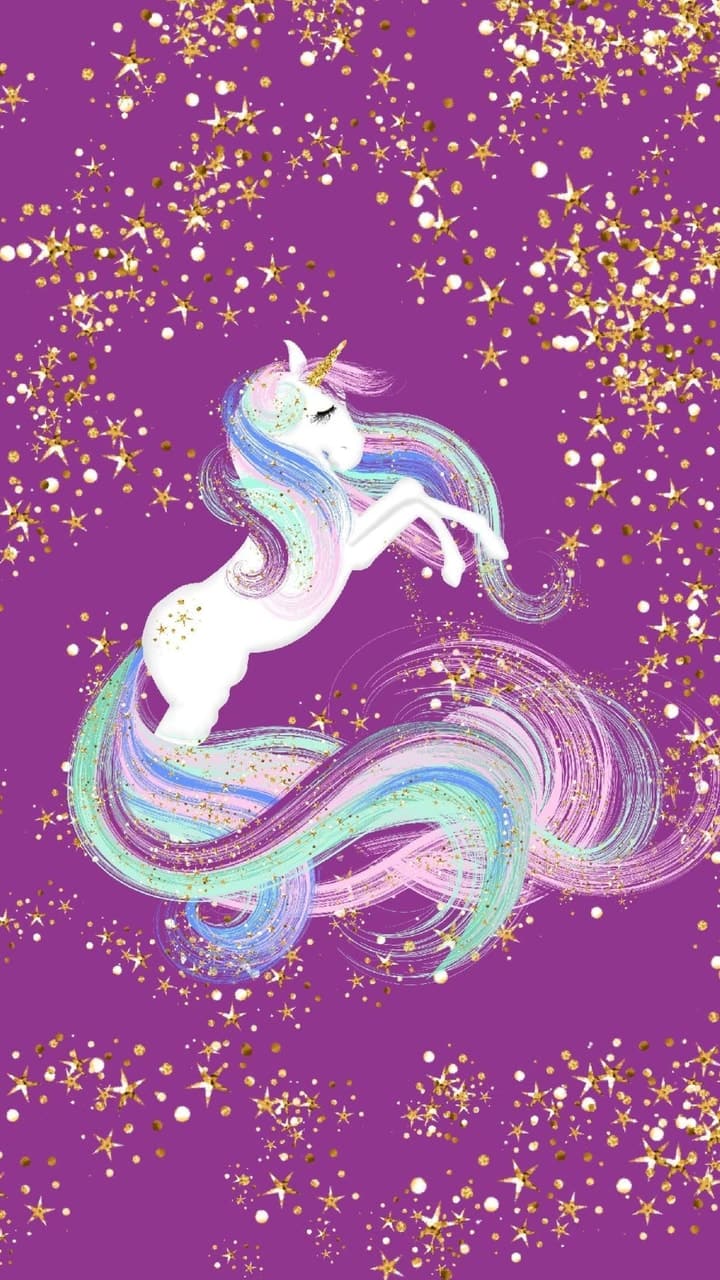 Unicorno glitter sfondo viola, 720x1280 Verticale, Mobile