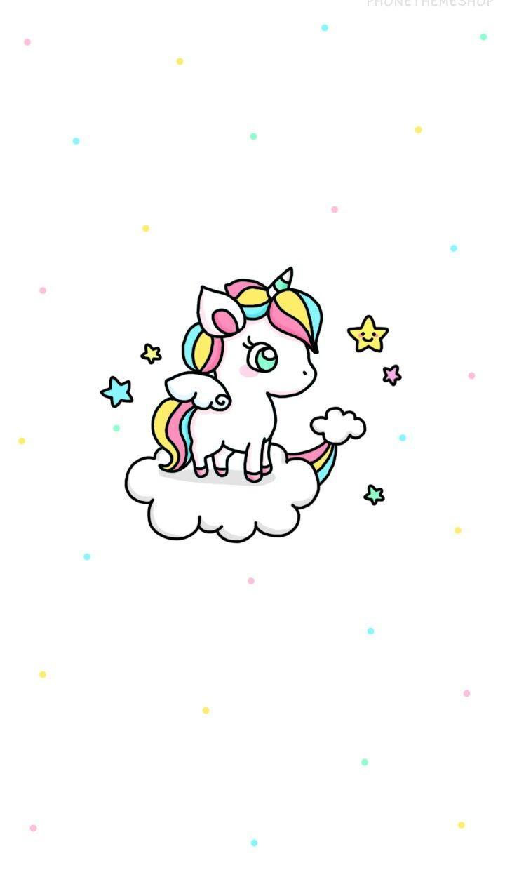 Unicorno kawaii con fiori pastello, 1080x1920 Verticale, Mobile