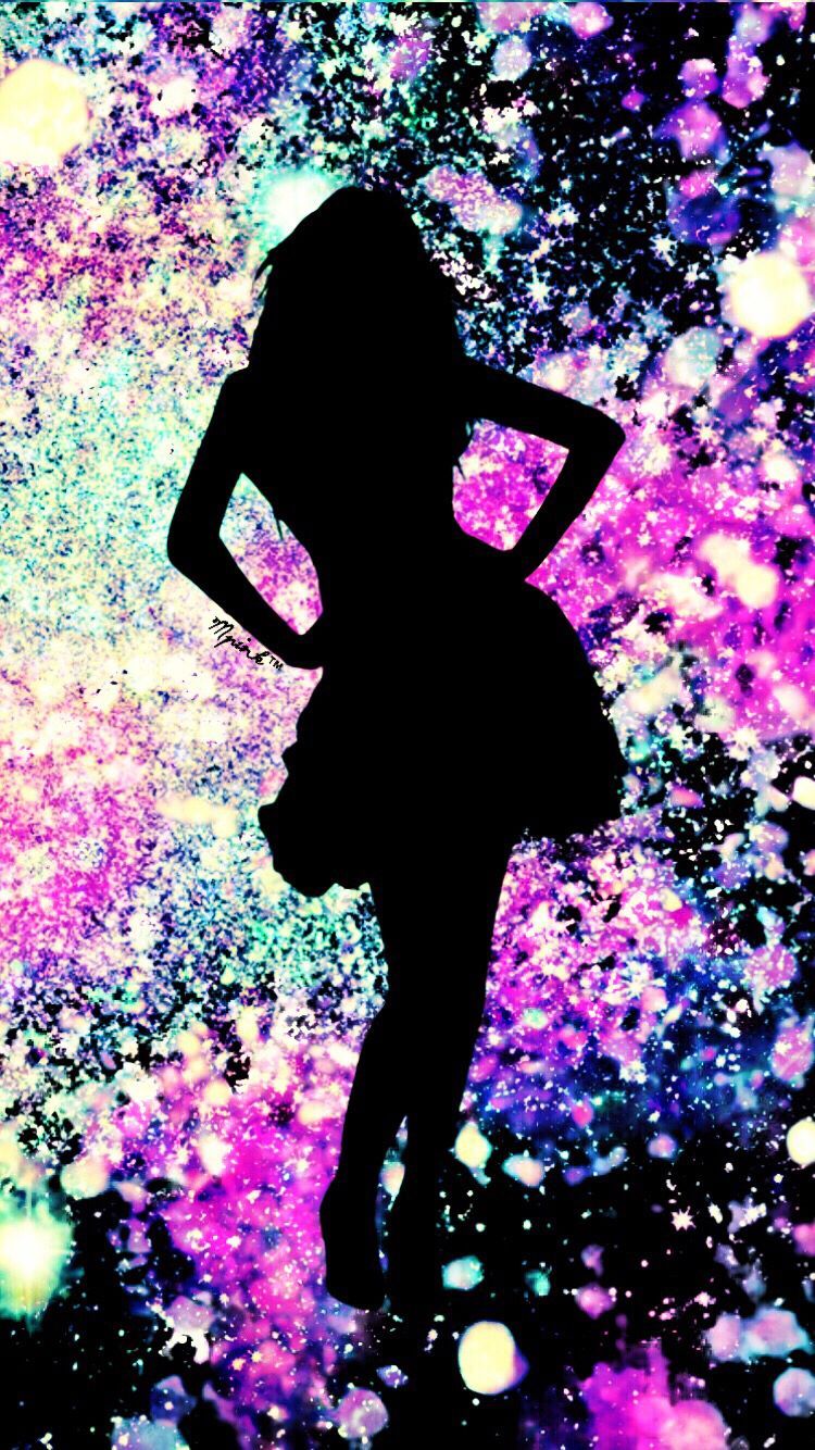 Silhouette donna galassia colorata, 750x1334 Full HD Verticale, iPhone