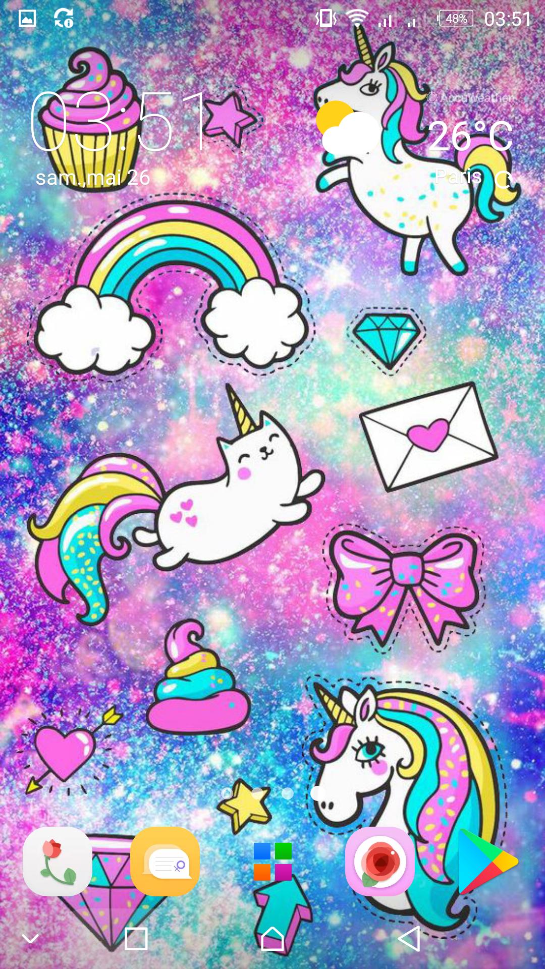Gattounicorno kawaii galassia, 1080x1920 Verticale, Telefono