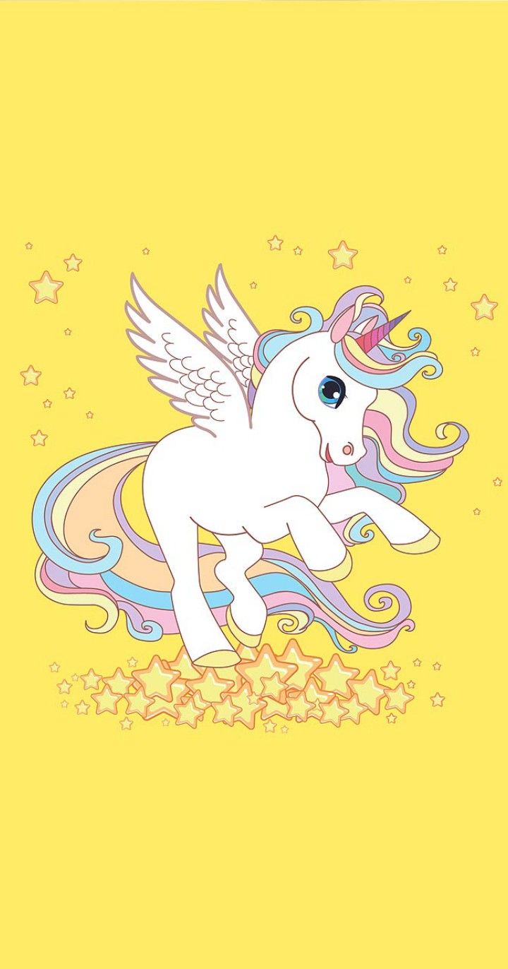Unicorno bianco sfondo giallo, 720x1372 Verticale, Telefono