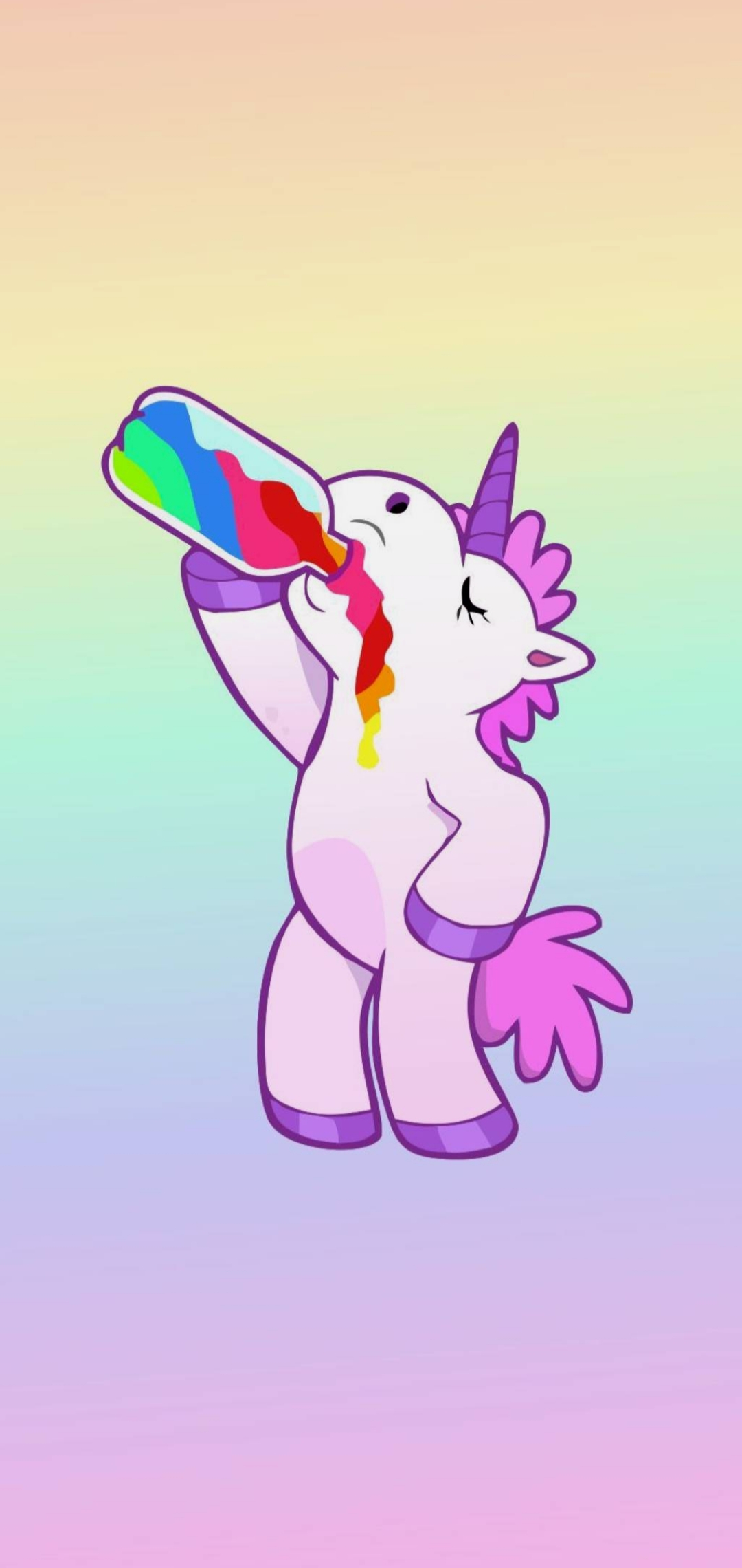 Unicorno che beve arcobaleno, 1080x2280 Full HD Verticale, Smartphone
