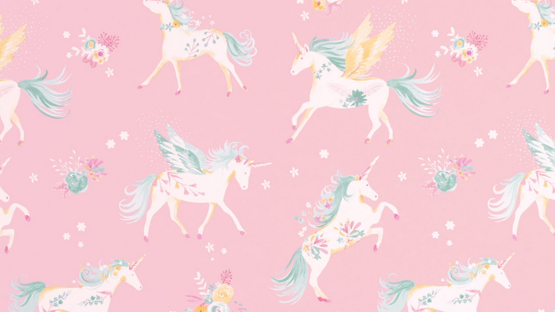 Unicorni pattern rosa pastello, 1920x1080 Full HD 1080p, Desktop
