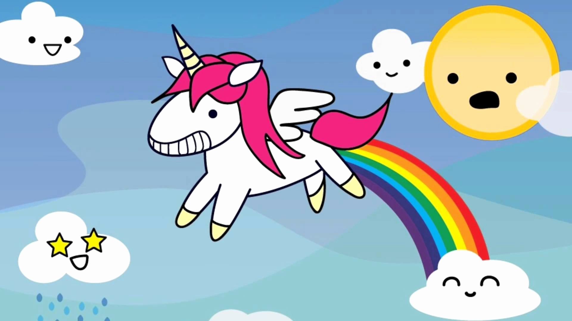 Unicorno cartone animato arcobaleno, 1920x1080 Full HD 1080p, PC