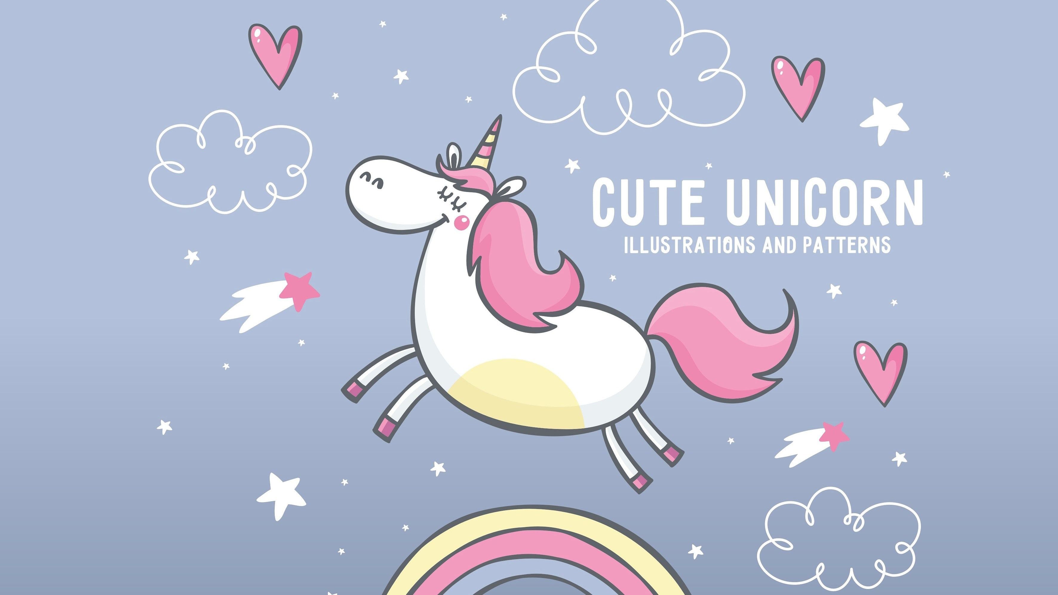 Unicorno cartone animato carino, 3543x1993 2K, PC