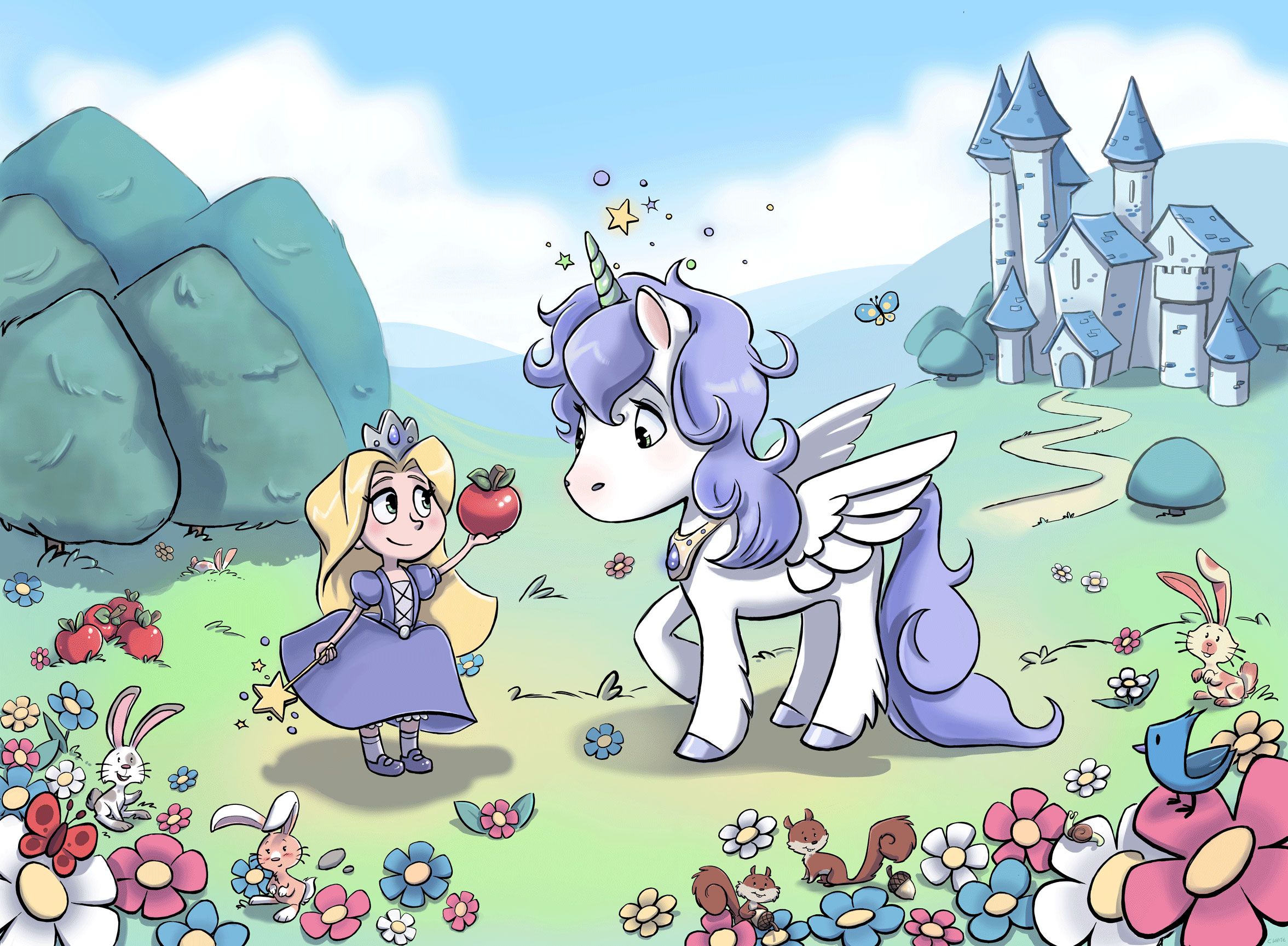 Principessa e unicorno animato, 2353x1729 Hi-Res, Desktop