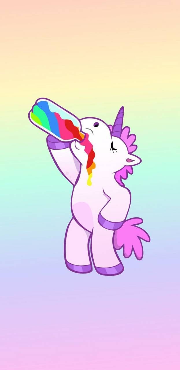 Unicorno che beve arcobaleno, 623x1280 Full HD Verticale, Smartphone