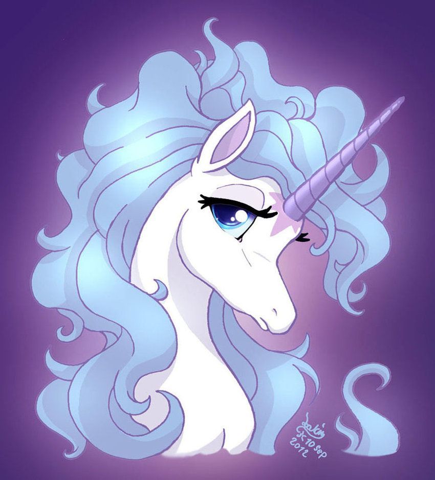 Unicorno animato criniera azzurra, 850x939 Verticale, Telefono