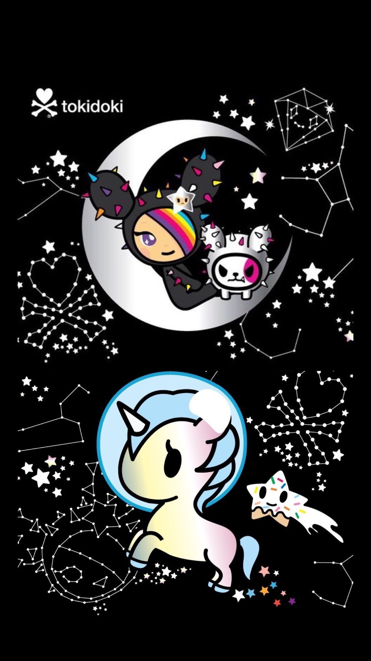 Unicorno Tokidoki con luna e stelle, 1242x2208 Verticale, Telefono