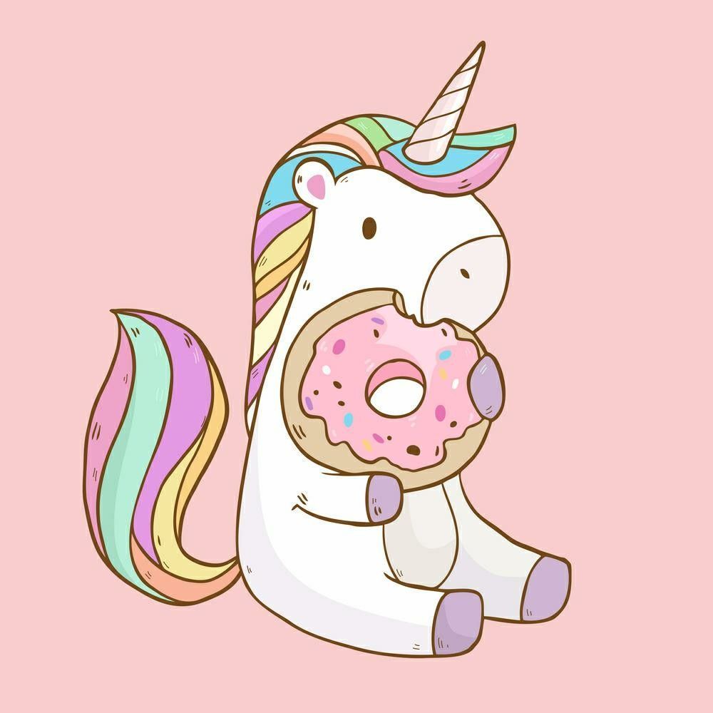 Unicorno cartone con ciambella, 1000x1000 HD, Desktop