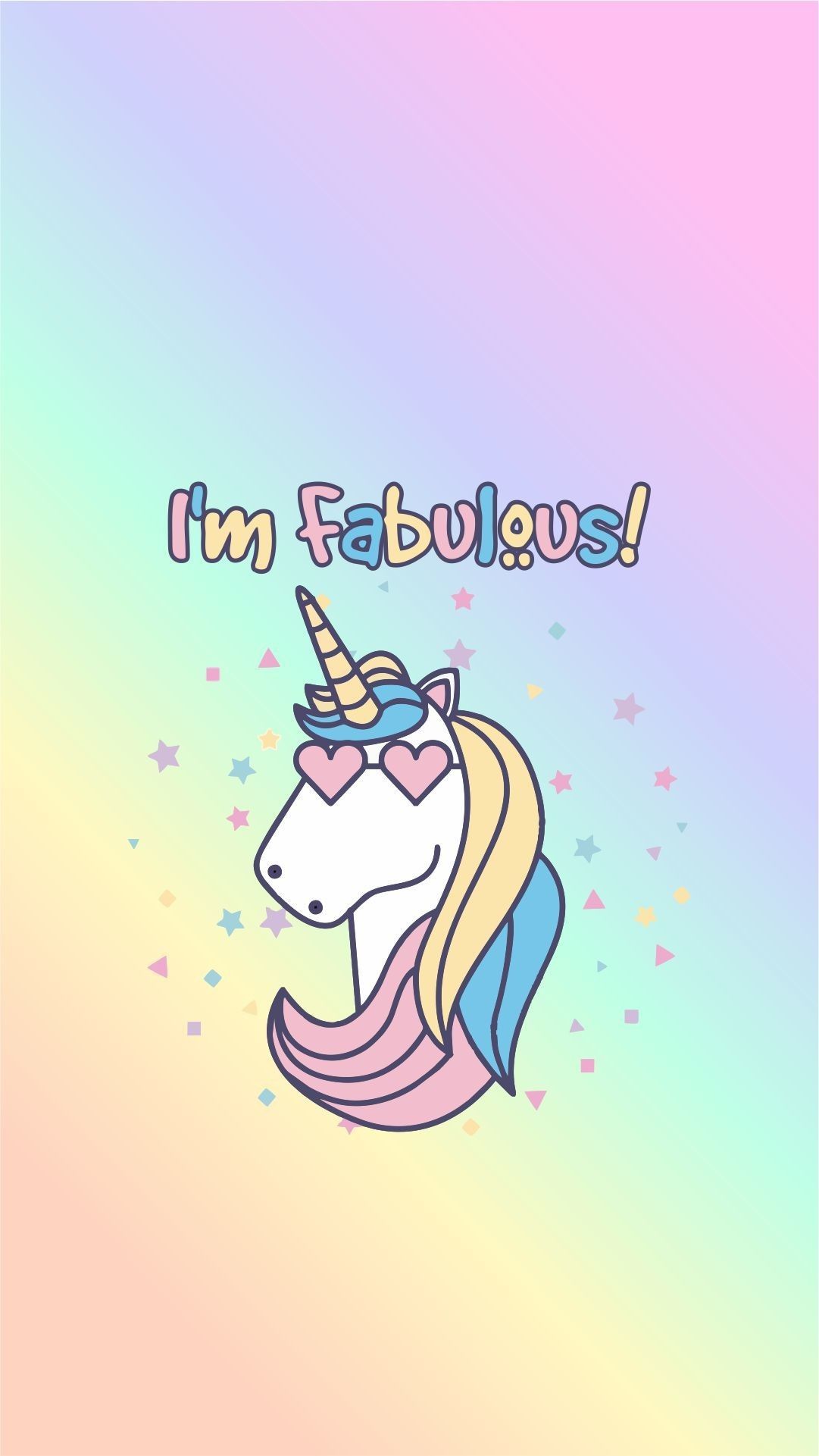 Unicorno cartoon pastello con scritta, 1081x1921 Full HD Verticale, Smartphone