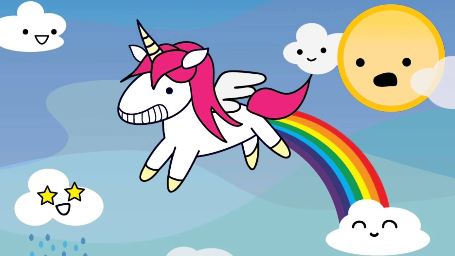 Unicorno arcobaleno cartone animato, 1920x1080 Full HD 1080p, Laptop