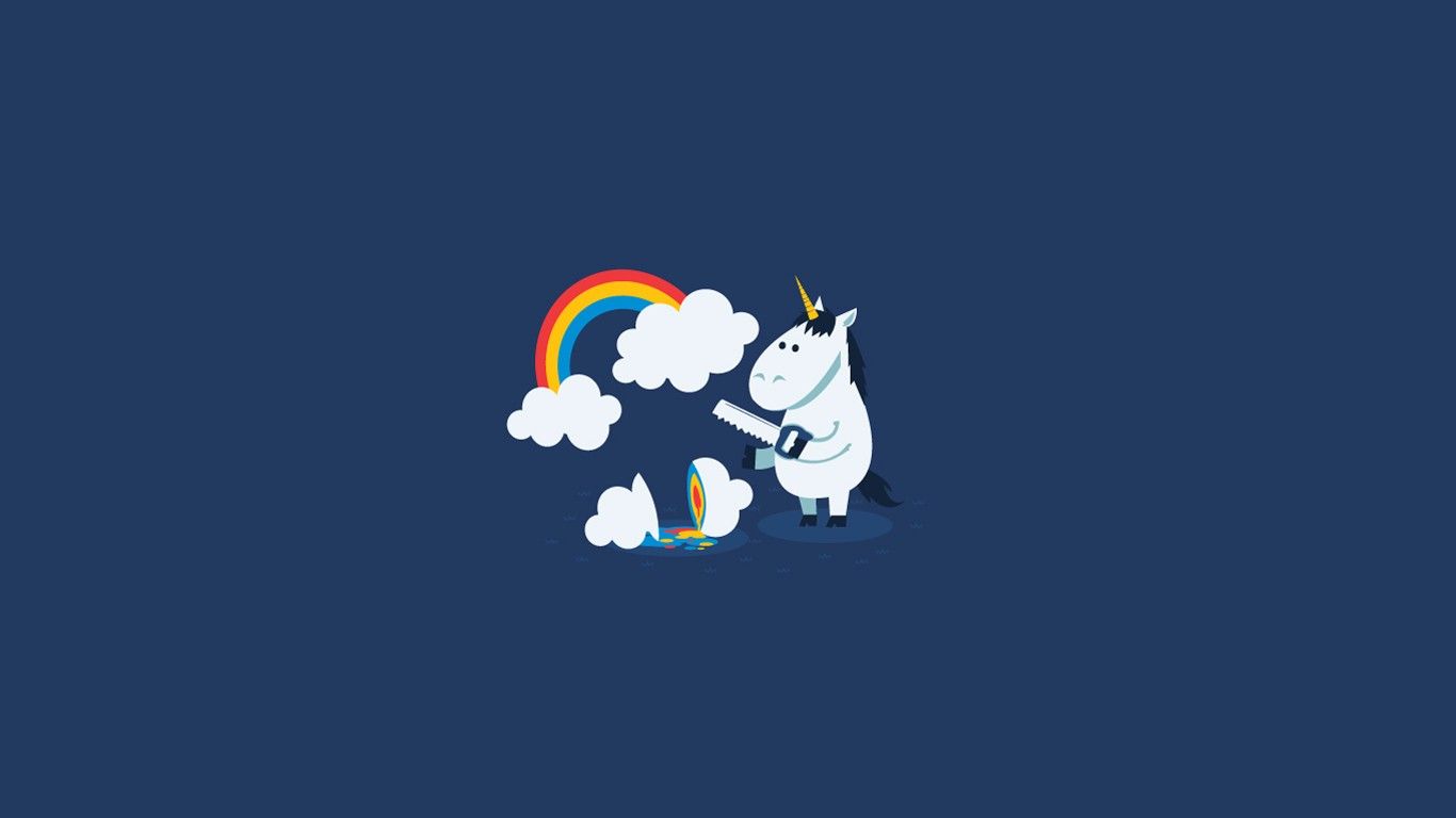 Unicorno minimalista con arcobaleno, 1366x768 HD, Desktop