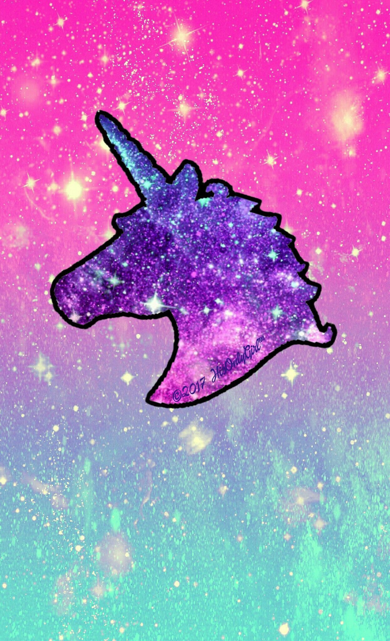 Unicorno kawaii rosa glitter, 1080x1920 Verticale, Telefono