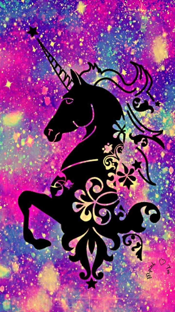 Unicorno silhouette galassia colorata, 719x1280 Full HD Verticale, iPhone