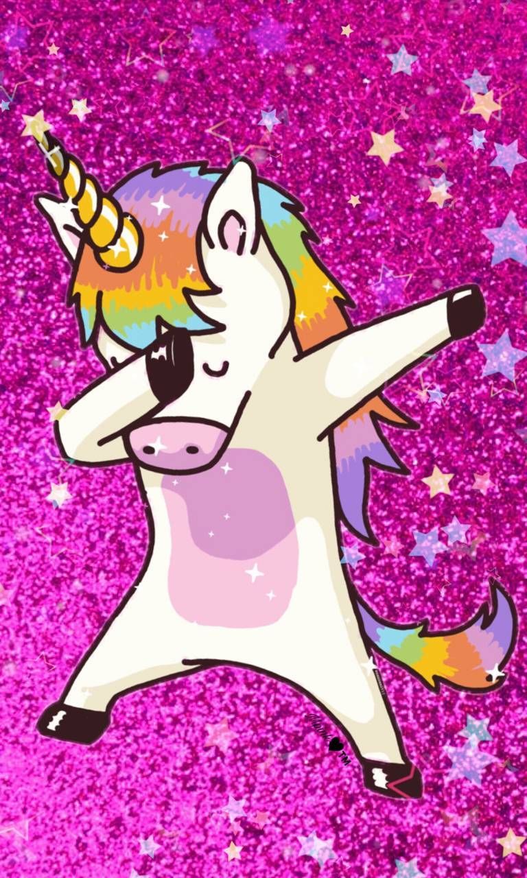 Unicorno dab glitter rosa, 768x1280 Verticale, Telefono