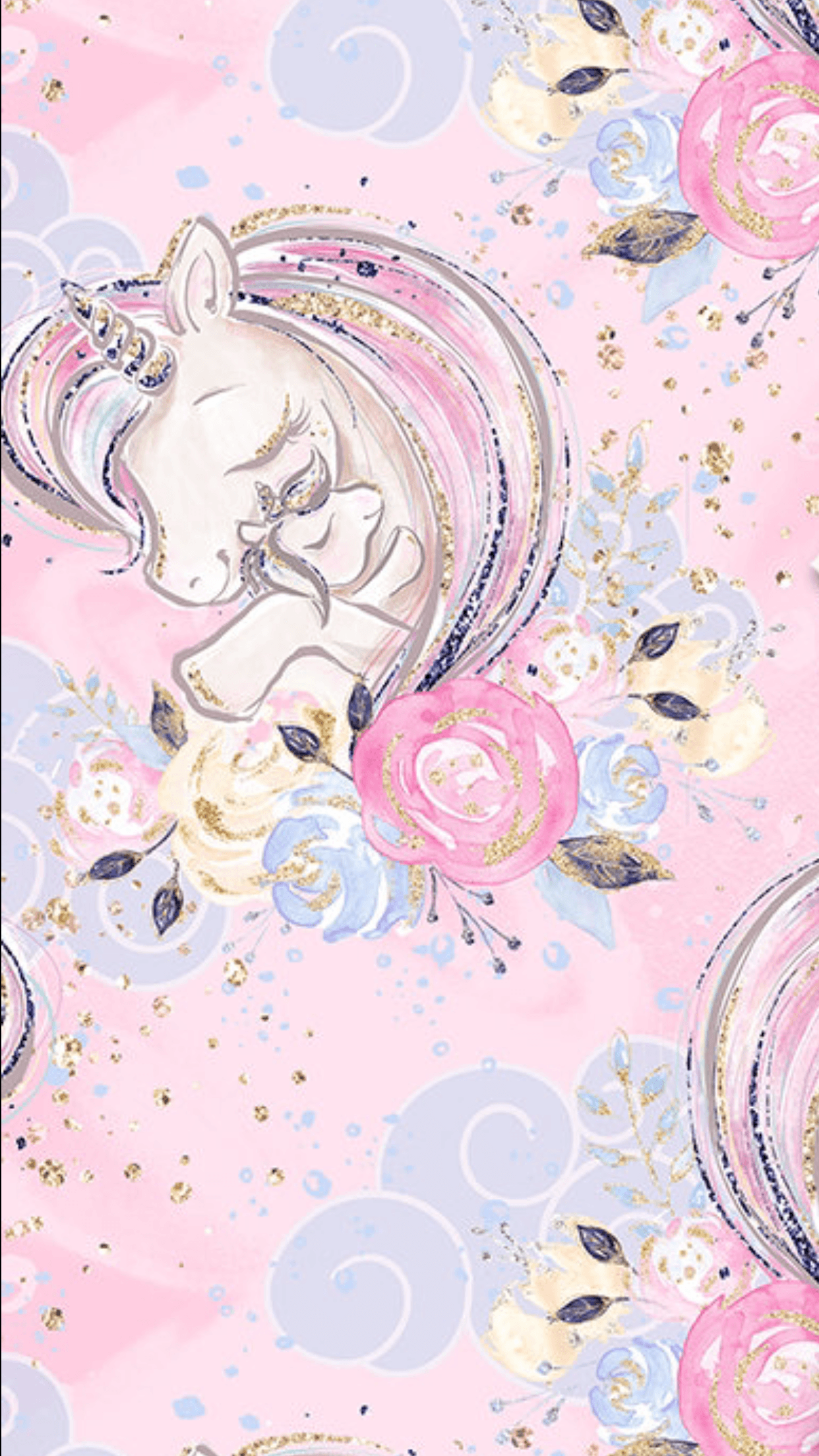 Unicorno rosa con fiori, 1242x2208 Verticale, POCO