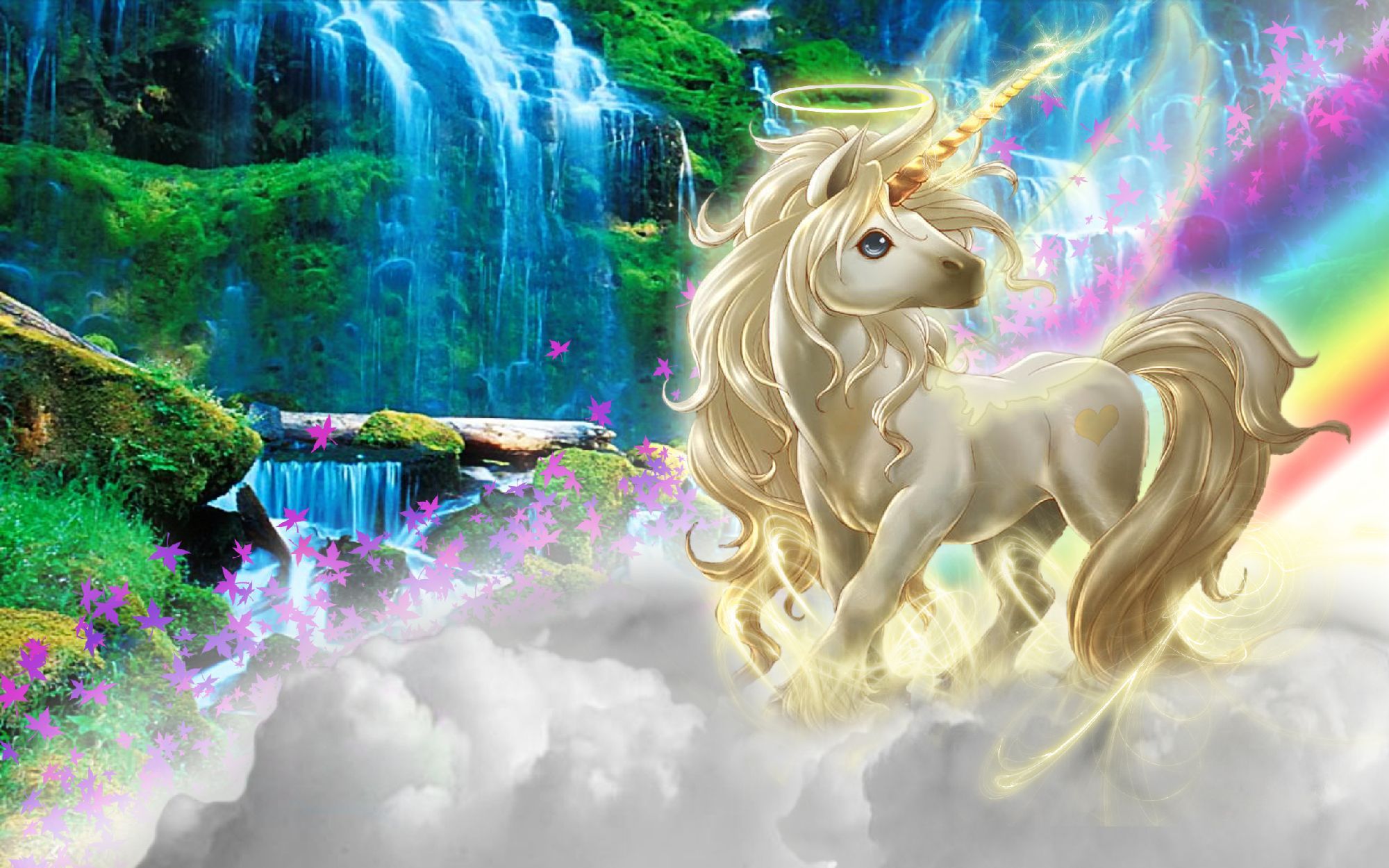 Unicorno bianco con arcobaleno, 2000x1250 alta risoluzione, iMac