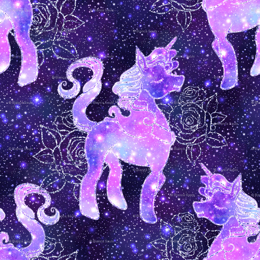 Unicorni galattici viola stelle, 900x900 HD, Laptop