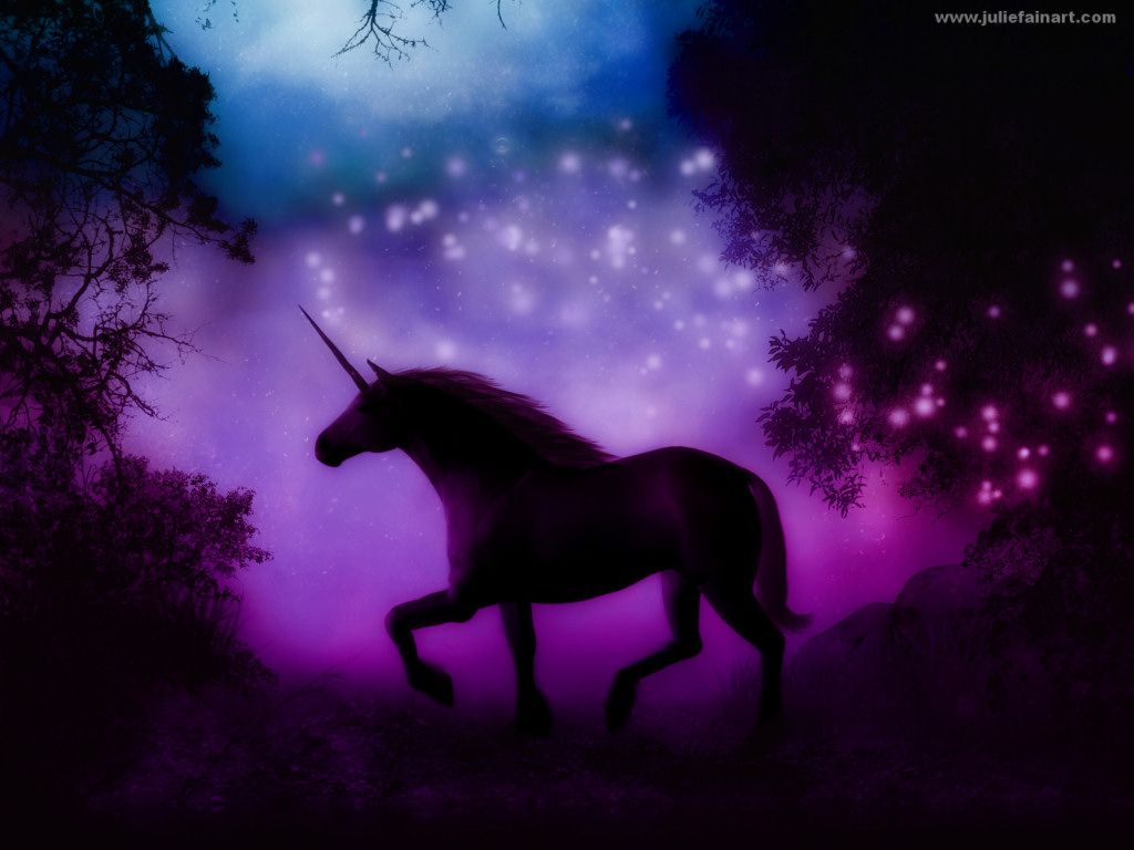 Unicorno nero silhouette notturna, 1024x768 HD, PC