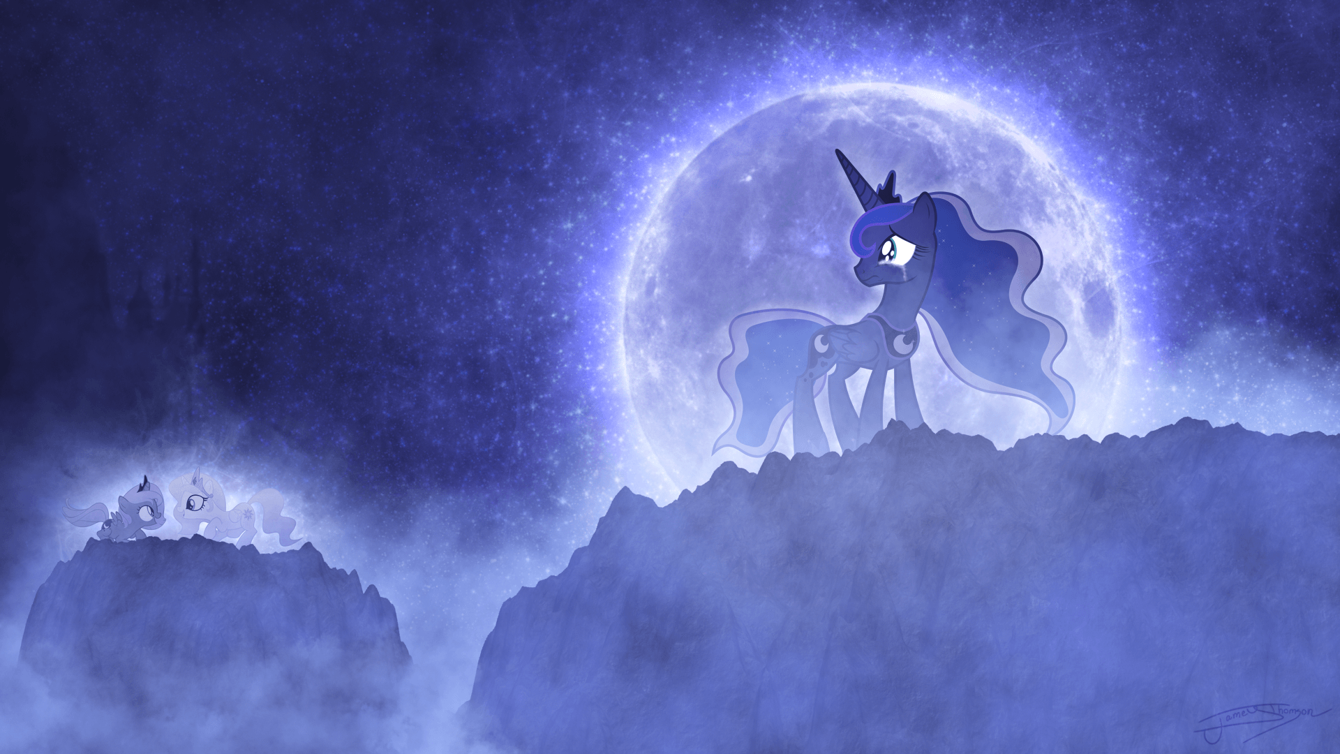 Unicorno viola su montagna al chiaro di luna, 1920x1080 Full HD 1080p, Laptop