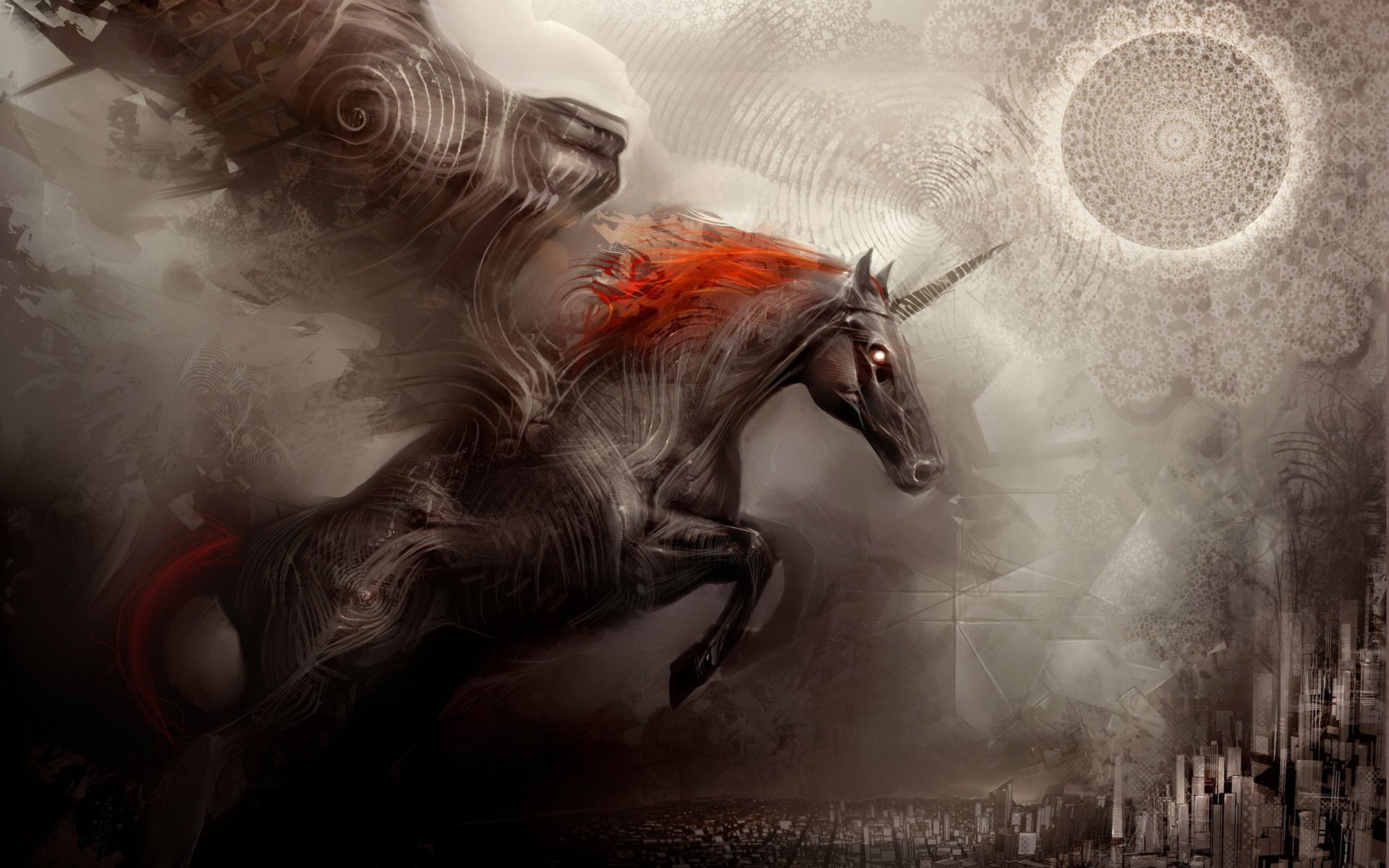 Unicorno triste bianco e nero, 2144x1206 alta risoluzione, Desktop