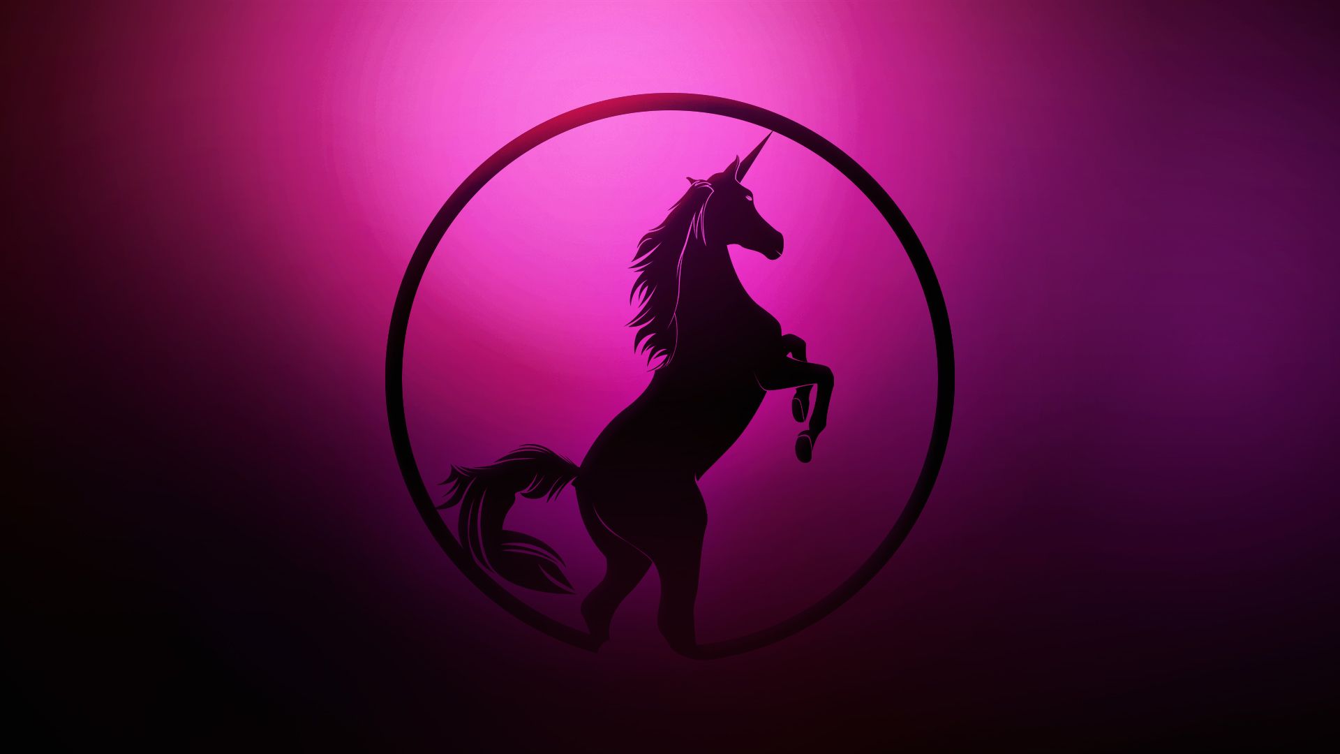 Silhouette unicorno in cerchio rosa, 1920x1080 1080p, PC Desktop