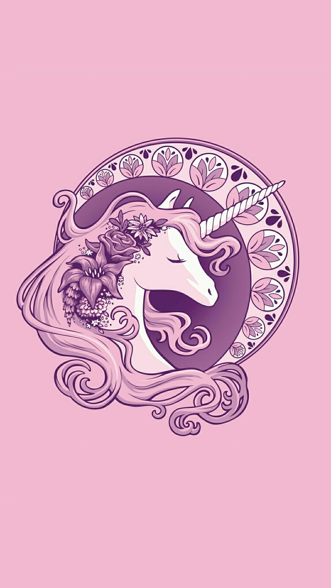 Unicorno viola con fiori, 1080x1920 Full HD Verticale, Smartphone