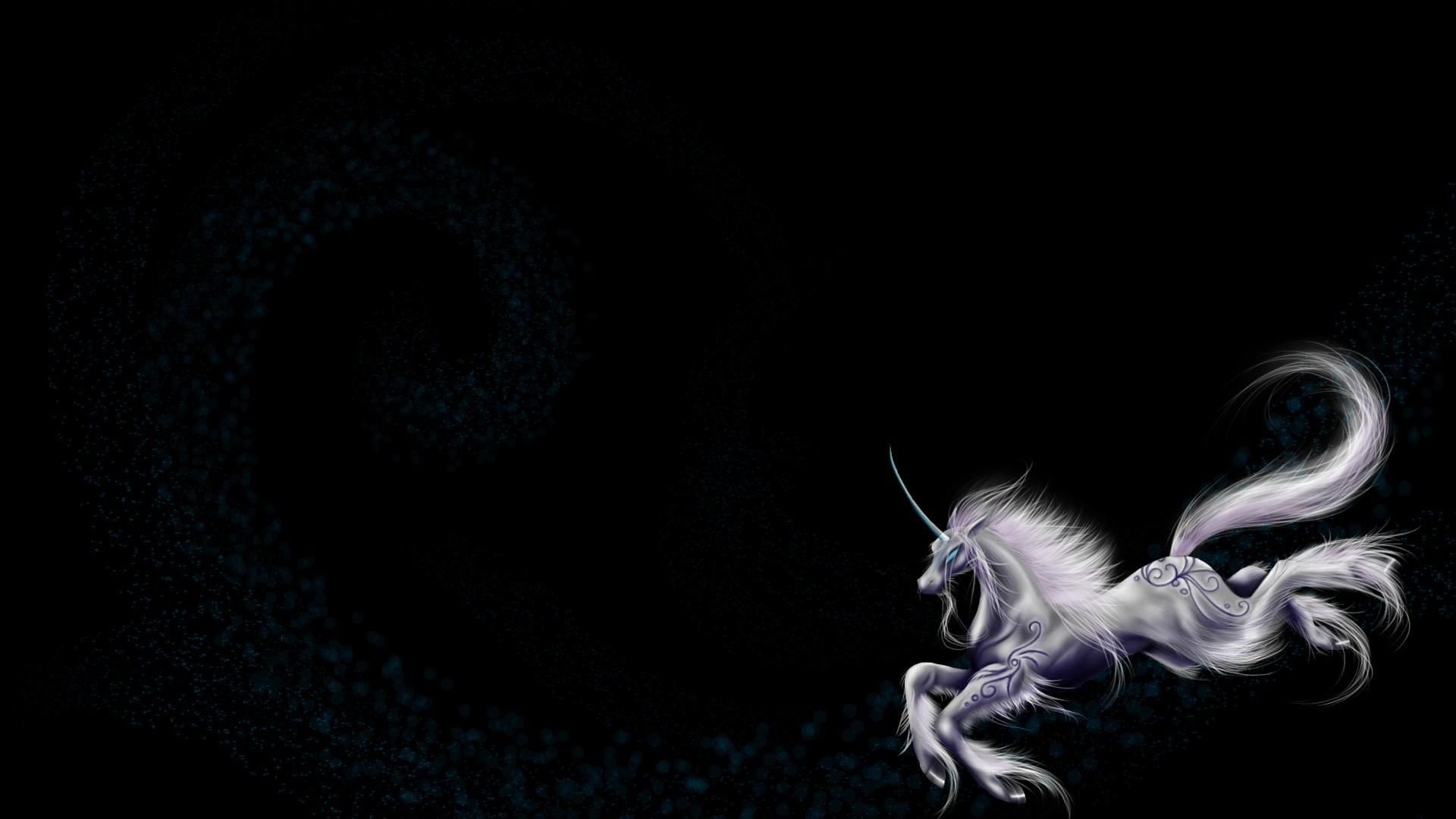 Unicorno bianco su sfondo nero, 1920x1080 Full HD, PC Desktop