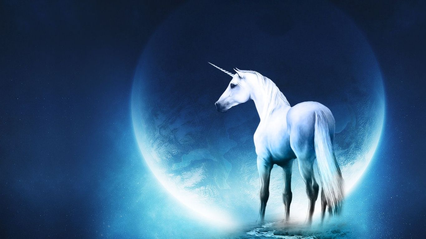 Unicorno bianco luna blu, 1366x768 HD, Desktop